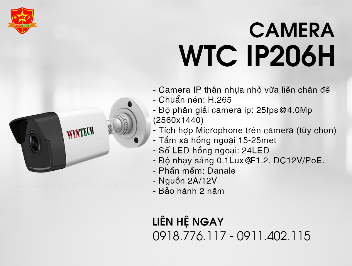 Camera WTC IP206H - 4.0MP -  POE+MIC